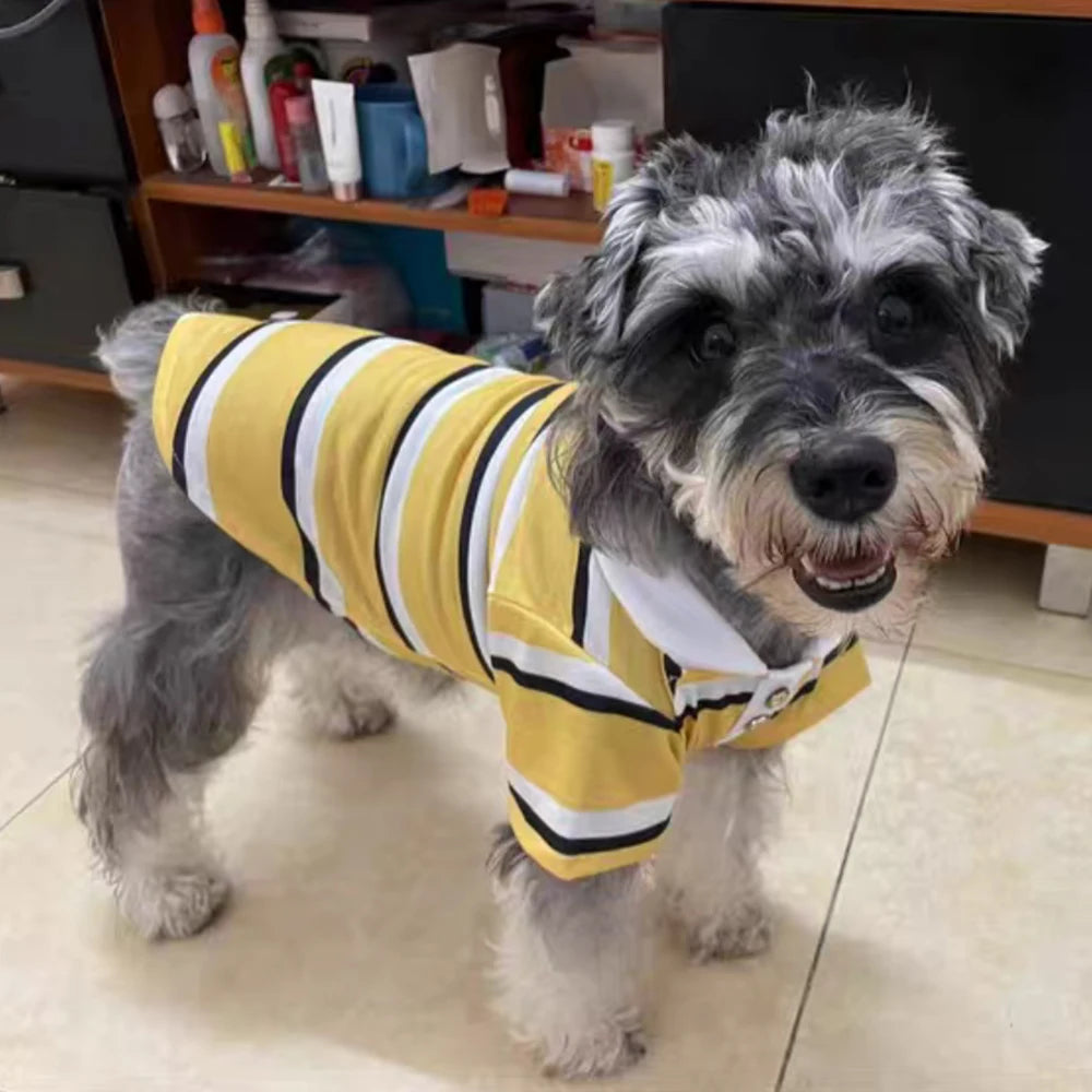 Sport Stripe Puppy Dog Polo Shirt Spring Autumn Pet Clothes for Small Dogs Schnauzer Maltese Bichon Pullovers mascotas Clothing