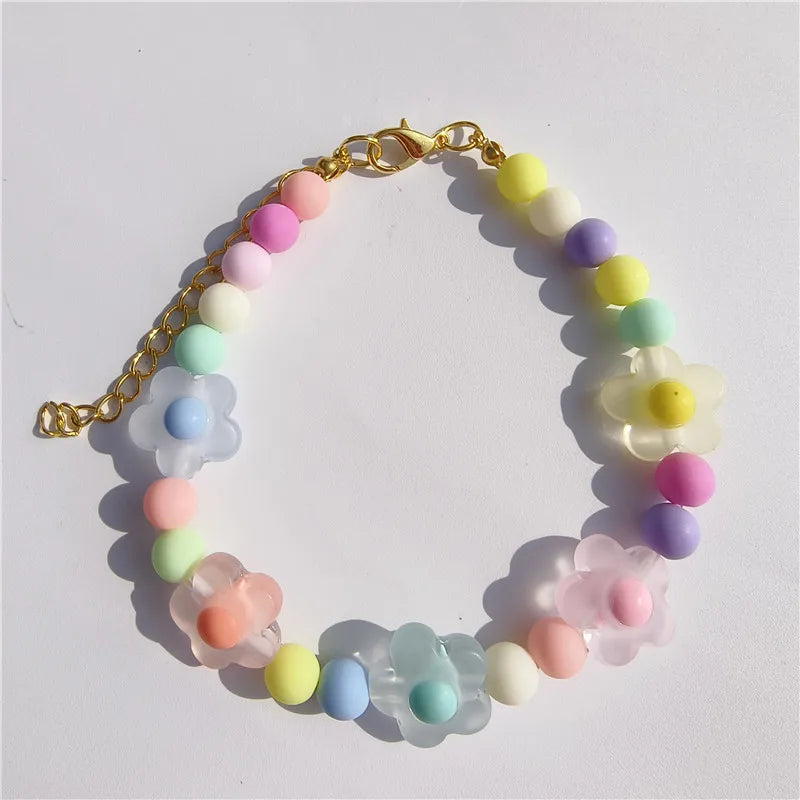 Colorful Pet Jewelry Cat Collar Cute Dog Necklace Pet Pearl Collar Flower Shape Dog Grooming Accessories