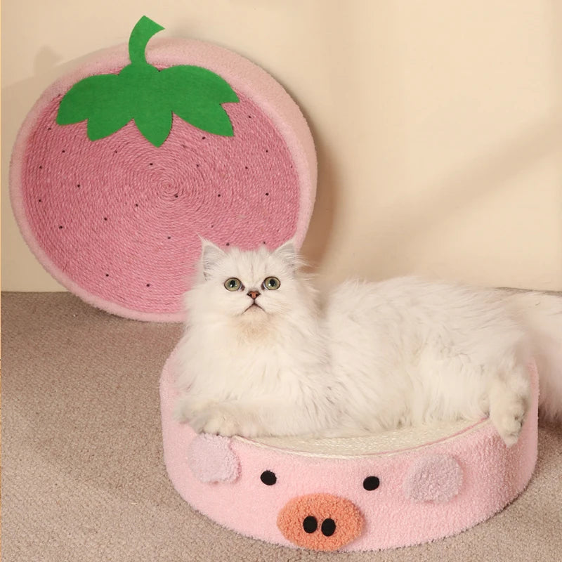 Cat Scratcher 2 In 1 Cat Anti Scratch Bed Cute Shape Cat Scratching Bed Round Cat Scratch Protection Paw Toy Gatos Accesorios