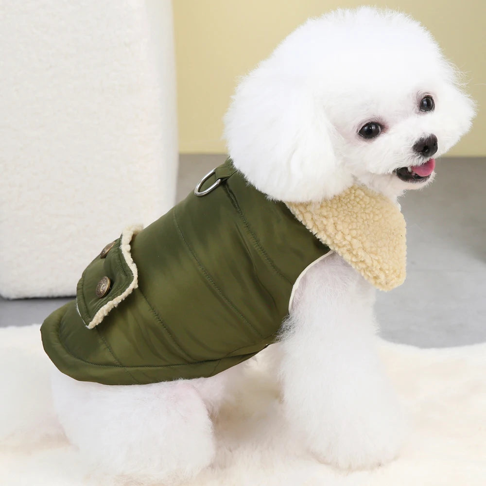 Winter Pet Jacket Clothes Super Warm Small Dogs Clothing With Fur Collar Cotton Pet Outfits French Bulldog Chihuahua Coat Vest