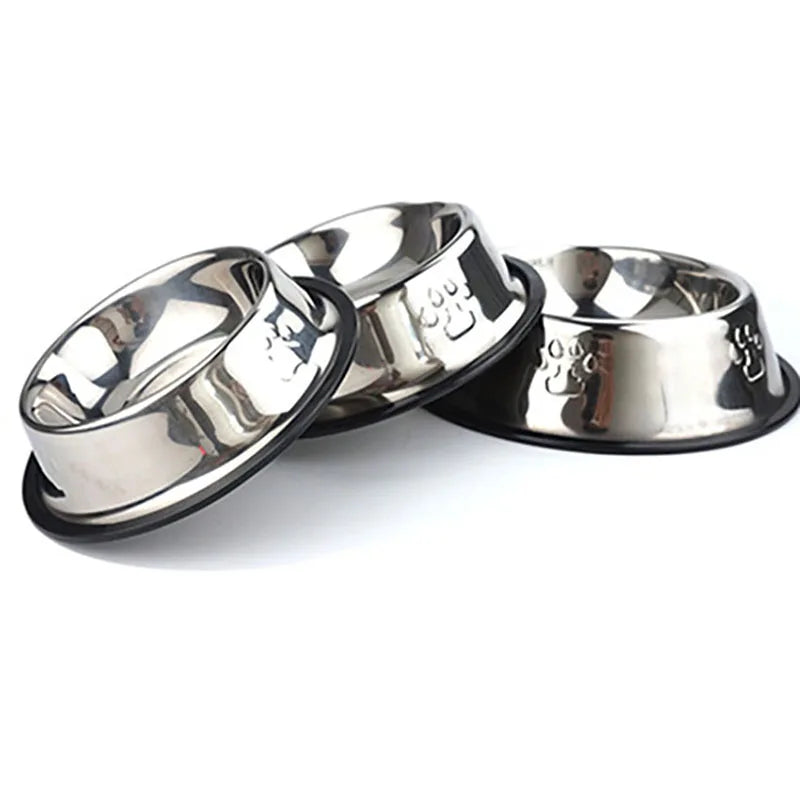 6 Size Stainless Steel Dog Bowl For Dish Water Dog Food Bowl Pet Puppy Cat Pet Bowl Feeder Feeding Dog Water Bowl For Dogs Cats