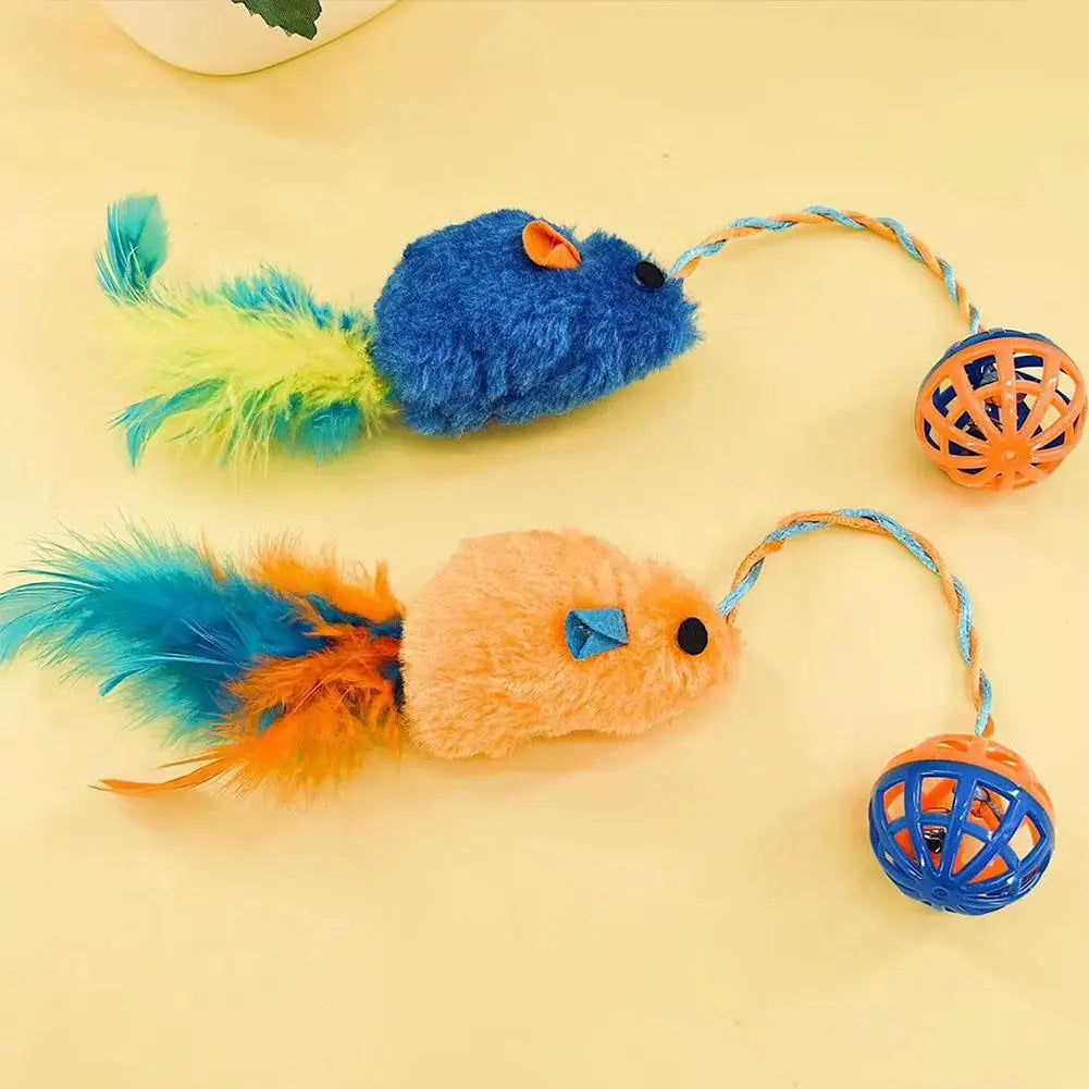 Cat Toy Plastic Bell Plush Mouse Cat Ball Comfortable Interactive Toy Pet Cat Chewing Supplies