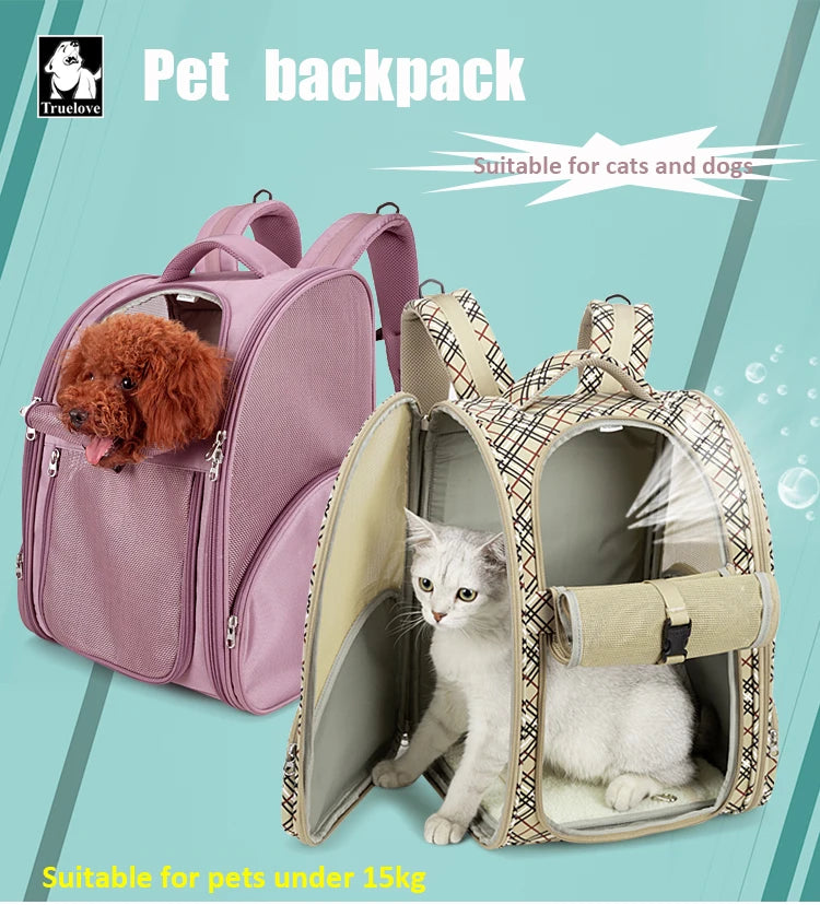 Truelove Pet Backpack Fashion Minimalist Backpack Cat Travel Luxury One Shoulder Portable Foldable Cat Pet Dog Bag TLX5971