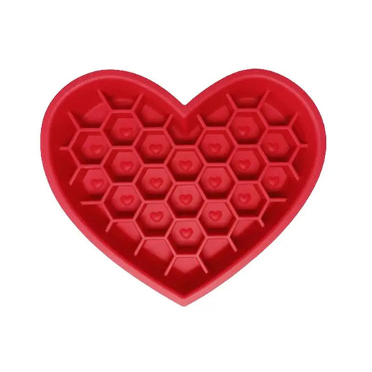 Silicone Slow Feeder Heart Shape Licking Pad Dog Non-Slip Slow Food Bowl Feeding Lickmat for Cats Dogs Anti-Choking Feeder