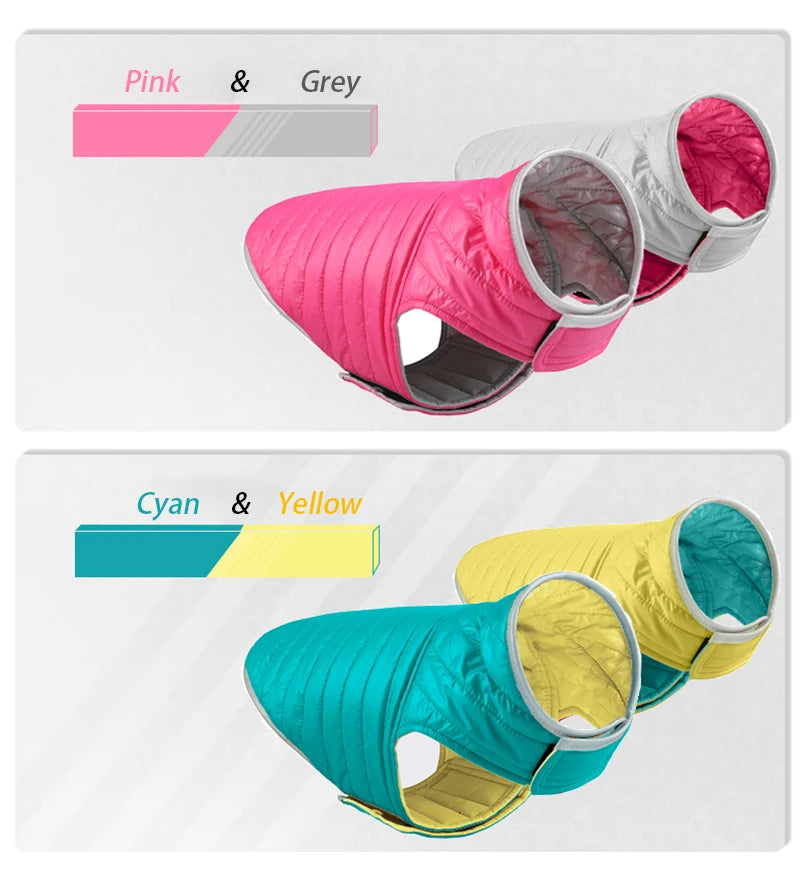 Reversible Dog Clothes Reflective Winter Dogs Down Jacket For Small Large Dogs Pet Cat Labrador French Bulldog Jackets Coat