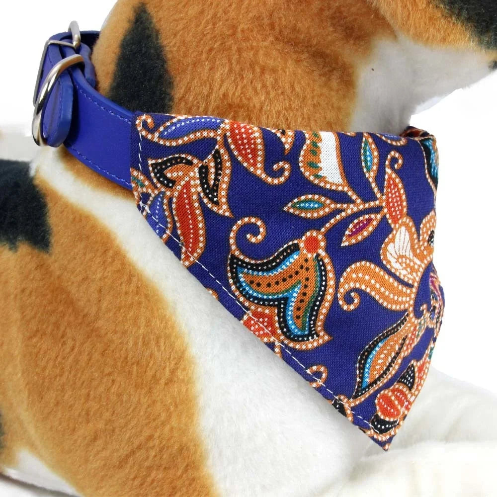 Adjustable Pets Banbana Collar PU Neck Scarf With Printed for Small Medium Large Dogs Cat Puppy Accessories Triangle Scarf XS-L