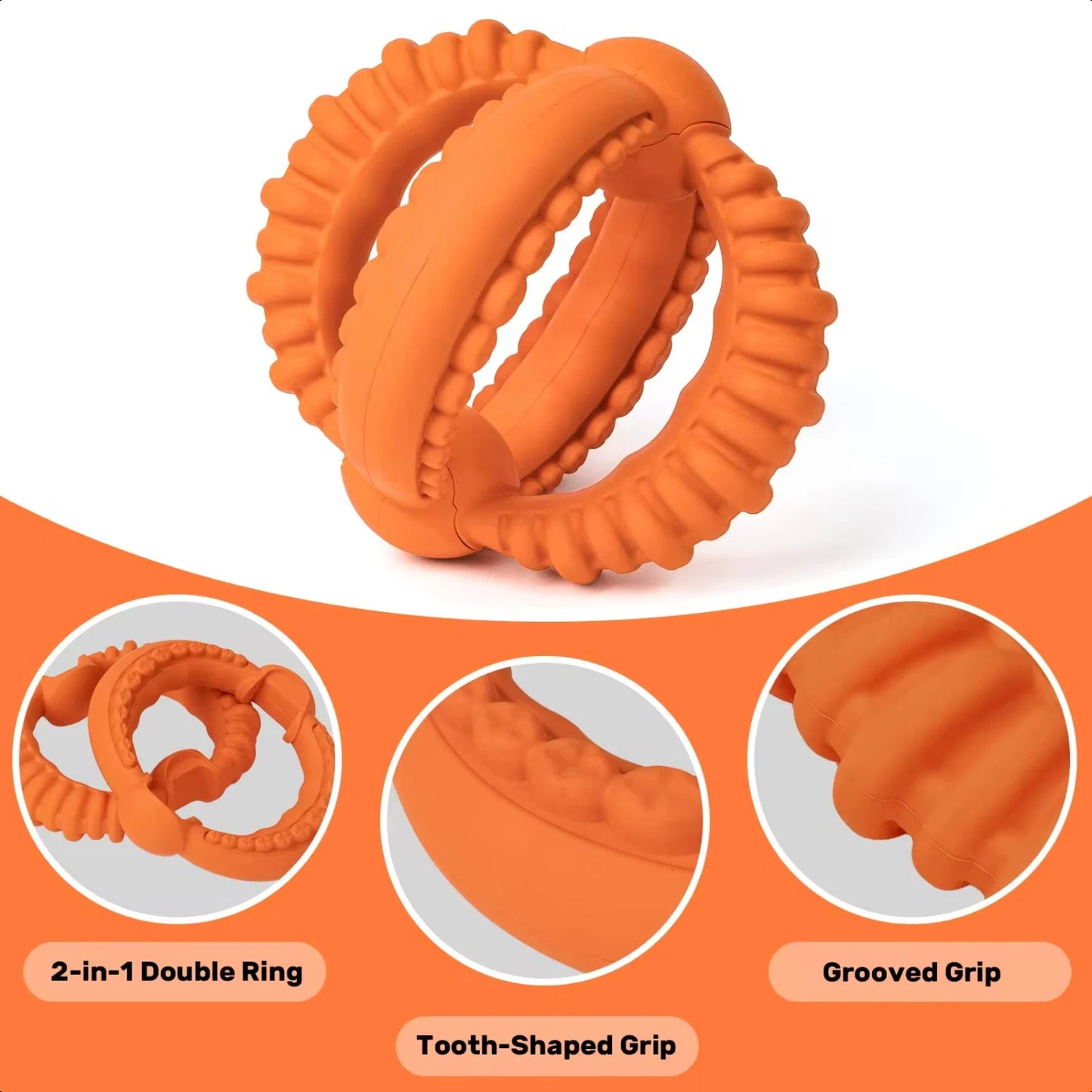 Interactive Dog Toys Detachable Dog Tug of War Toy with 2 Rings Natural Rubber Dog Chew Toys Suitable  Large Dogs