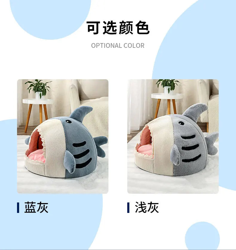 Cartoon Sharks Pet Beds Winter Warm Comfortable Cat Bed Sleeping Mat Soft Plush Puppy Anti-slip Sofa Bed for Small Dogs Cats