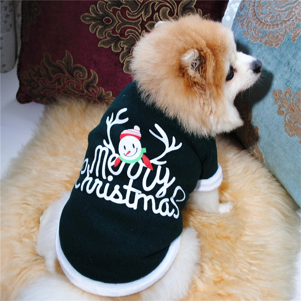 Christmas Costume Pet Dog Clothes Warm Polar Fleece Xmas Dog Clothing Cute Cat Puppy Round Neck Fleece Pullover Vest Winter Coat