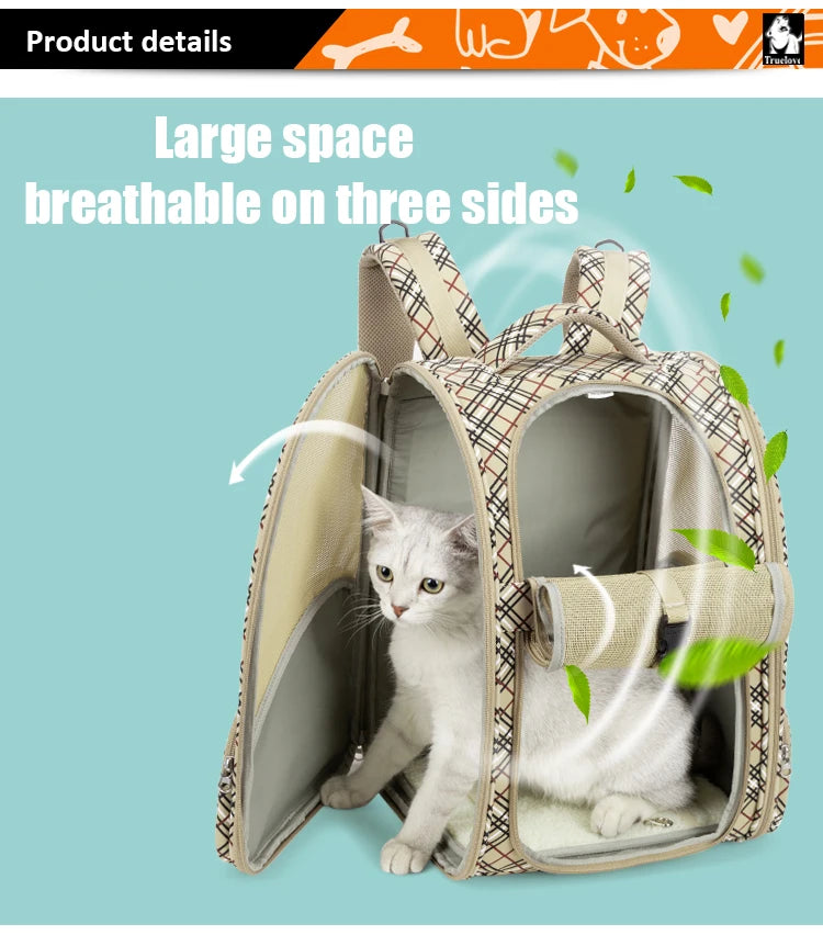 Truelove Pet Backpack Fashion Minimalist Backpack Cat Travel Luxury One Shoulder Portable Foldable Cat Pet Dog Bag TLX5971