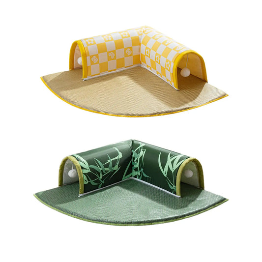 Cat Tunnel and Bed Toy Set Hideout Interactive Toy Foldable Soft Cats Tunnel Tubes Toys for Dogs Outdoor Indoor Hamster Ferrets