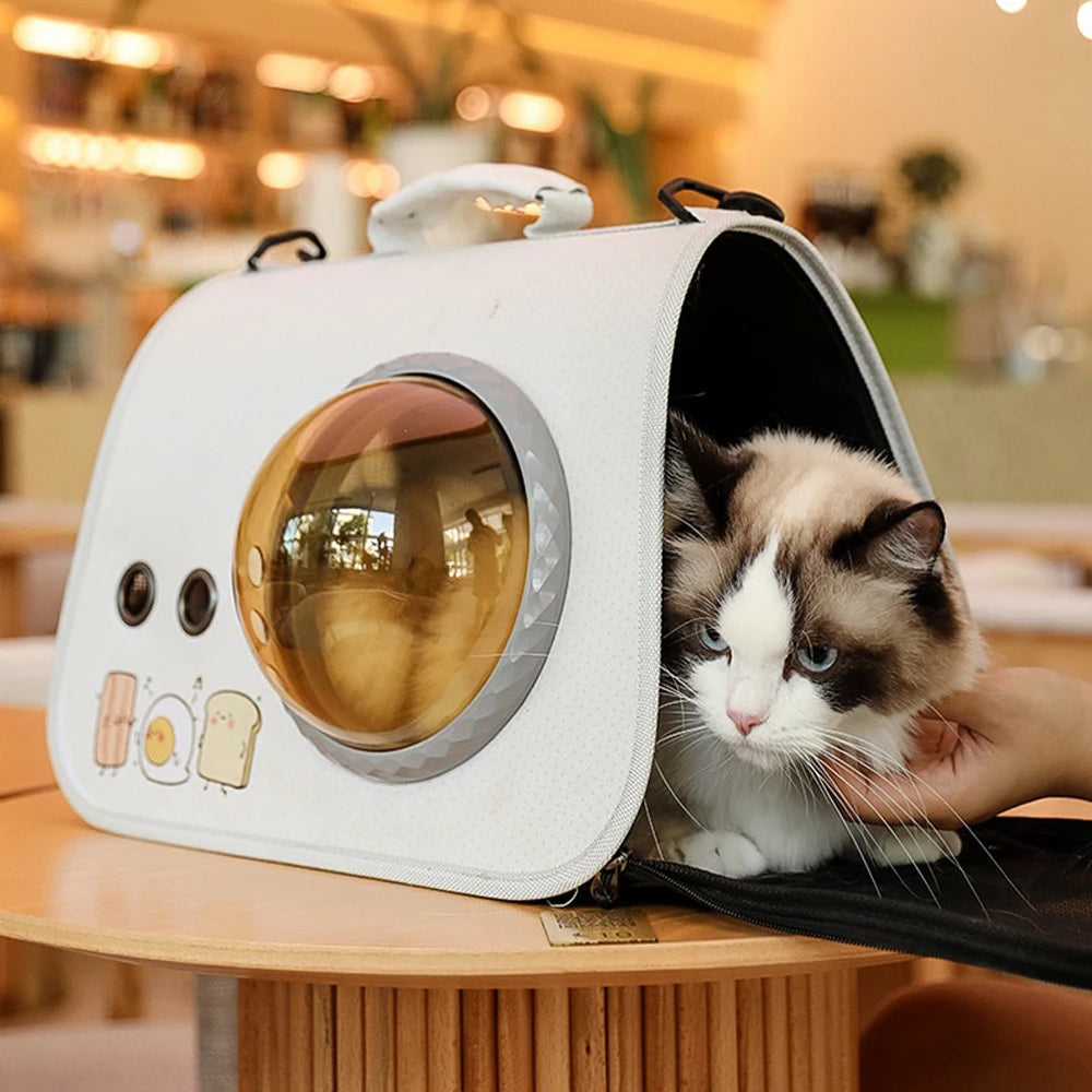 Cat Carrying Travel Backpack Outdoor Capsule Shoulder Bag Breathable Carrier For Puppy Kitty Newborn Pet Foldable Zipper Handbag