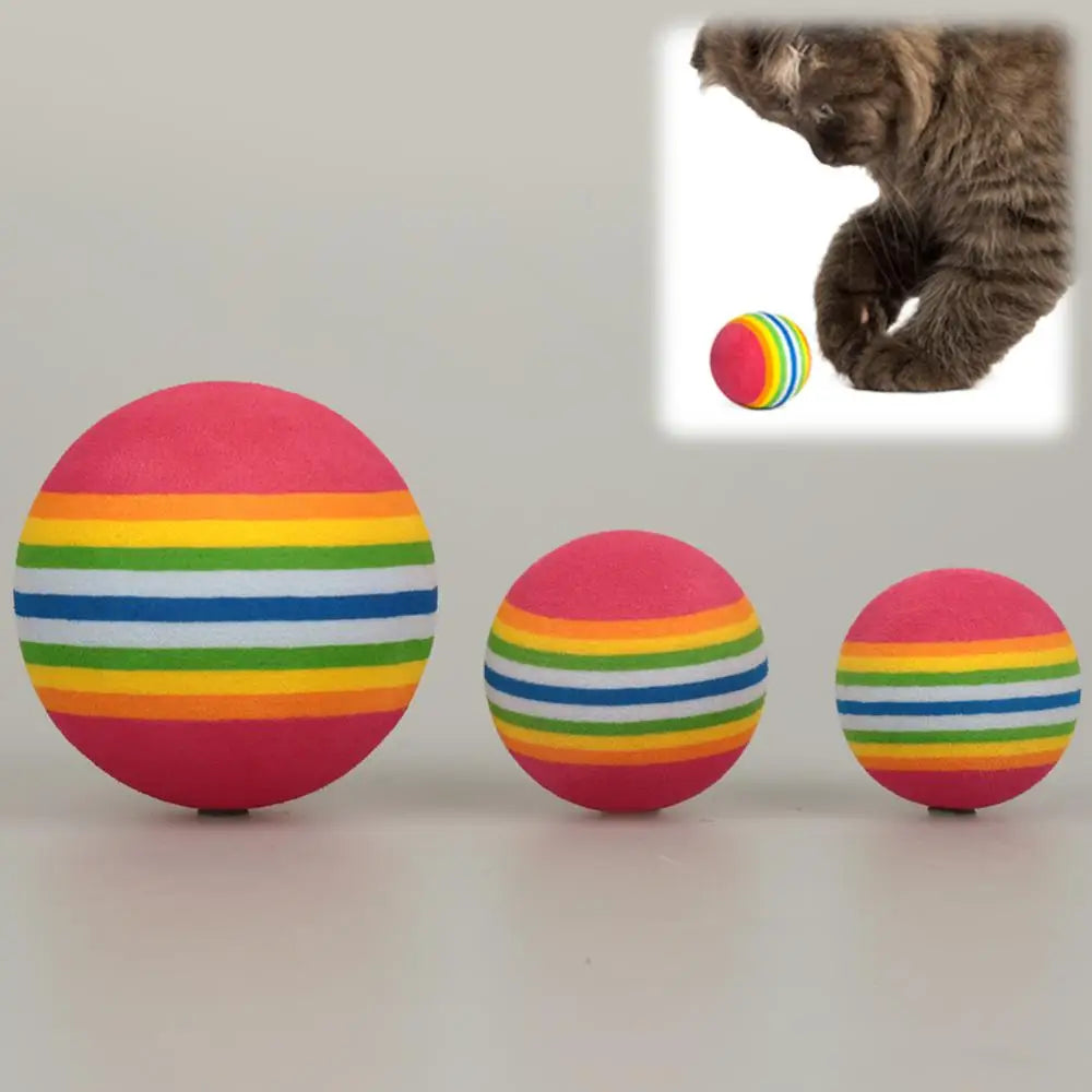 1/5/10 Pcs EVA Rainbow Balls Throwing Funny Interactive Play Chewing Rattle Scratch Toy Pet Dog Supplies Interactive Cat Toy