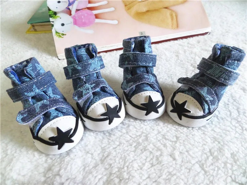 Hot sale pet dog shoes cute stars puppy boot outdoor Casual canvas Sneakers Teddy small dogs shoes ZL248