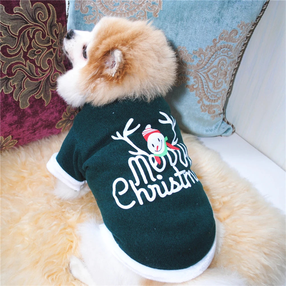 Christmas Costume Pet Dog Clothes Warm Polar Fleece Xmas Dog Clothing Cute Cat Puppy Round Neck Fleece Pullover Vest Winter Coat