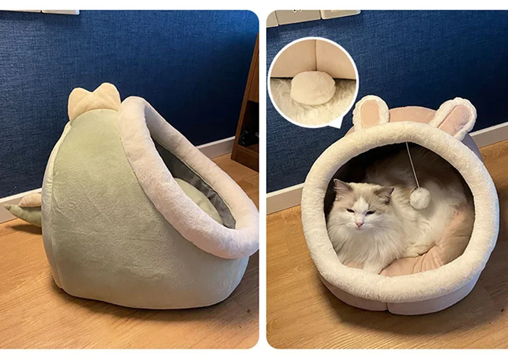 Cat Bed House Kennel Nest Round Pets Sleeping Cave Kitten Beds Pet Basket Cozy Kitten Lounger Cushion Cat House Tent Dog House