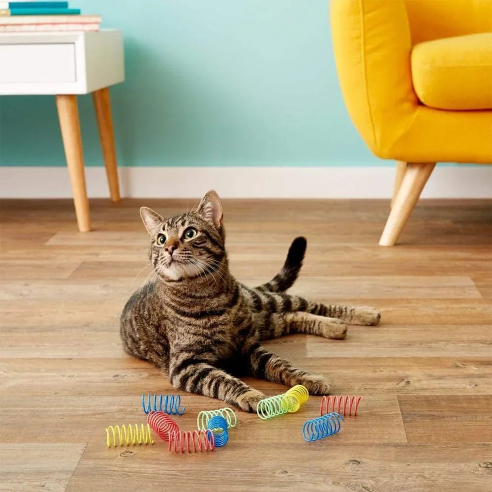 4/8pcs Pet Toys Colorful Cat Coil Toy Durable Plastic Spiral Spring Cat Toy Interactive Toy Activity Cats Hunting Exercise