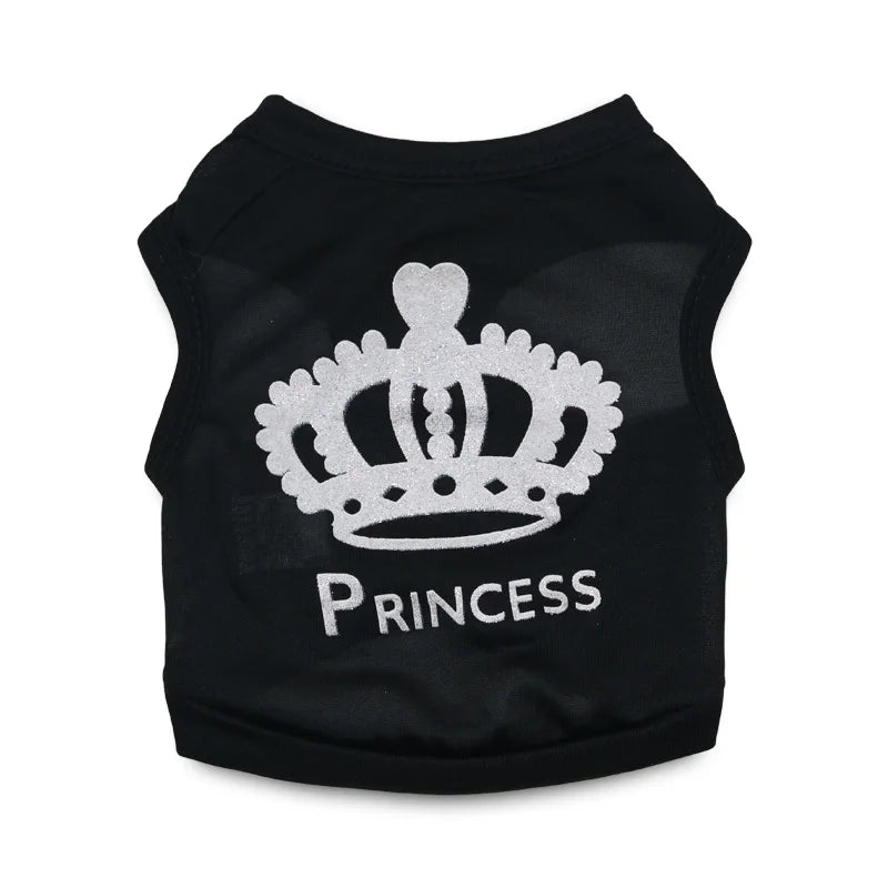 Cool Crown Pattern Princess Clothing for Small Dogs Dog Cat Shirt Puppy Vest Puppy TeeClothes Tank Top Pet Apparel