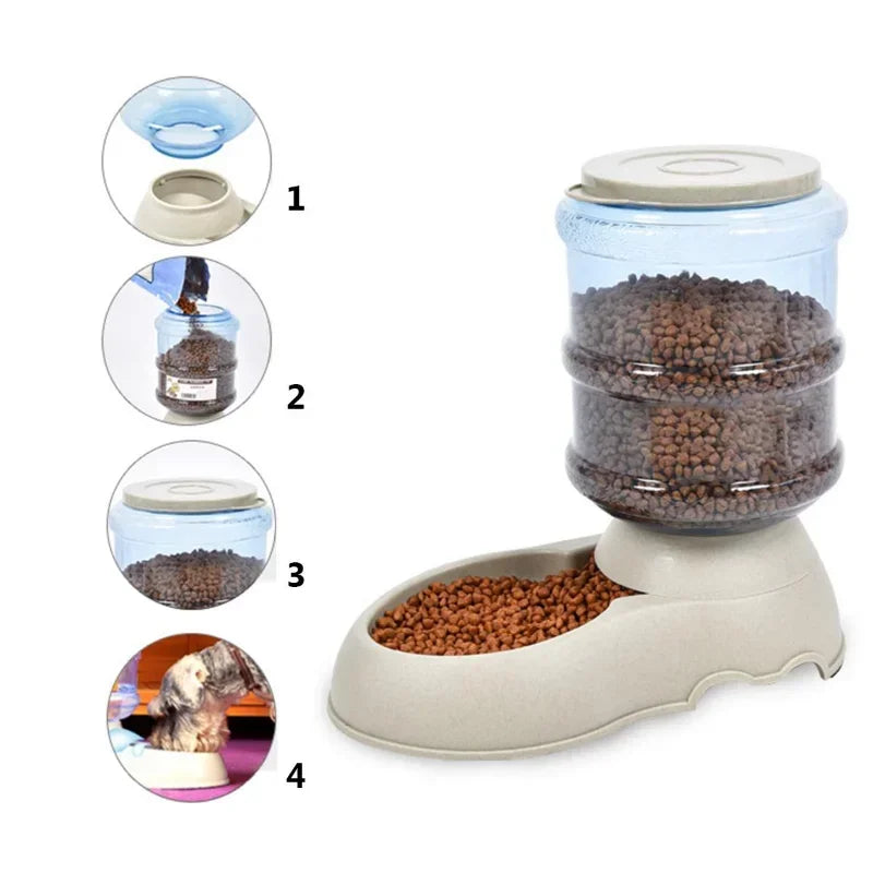 3.75L Dog Cat Large Automatic Feeder Drinker Food Water Dispenser Pet Bowl Dish