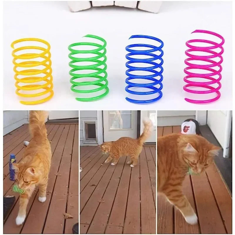 4/8pcs Pet Toys Colorful Cat Coil Toy Durable Plastic Spiral Spring Cat Toy Interactive Toy Activity Cats Hunting Exercise