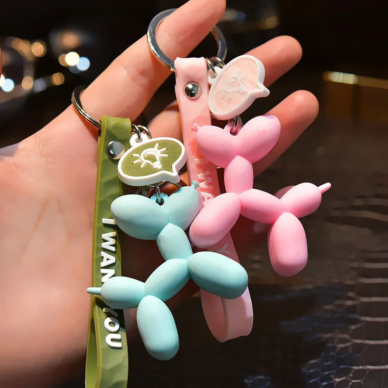 2022 New Fashion Stereo Cute Balloon Dog Keychain Key ring Creative Cartoon Mobile Phone Bag Car Pendant Fun Keychain