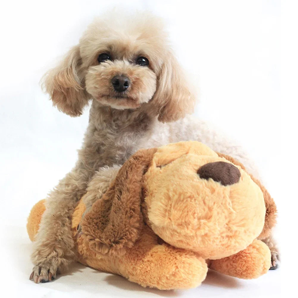 Dog Toy Cute Puppy Plush Toy Comfortable Behavioral Training Aid Toy Heart Beat Soothing Plush Doll Sleep For Smart Dogs Play