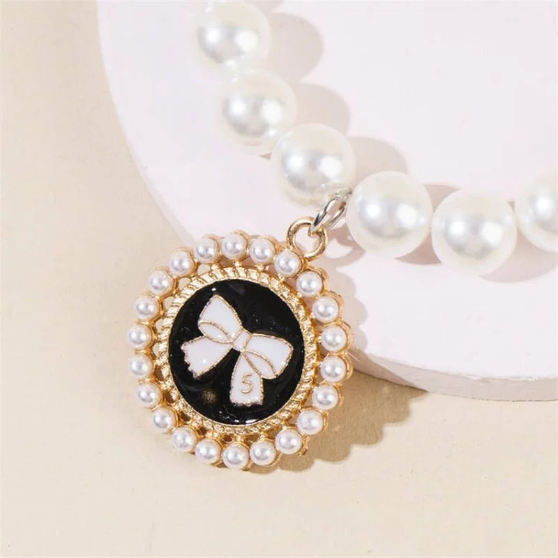 Cute Pet Pearl Collar Dog Princess Bow Necklace Cat Jewelry Collar Puppy Accessories Dog Chain Chihuahua Wedding Jewelry Stuff