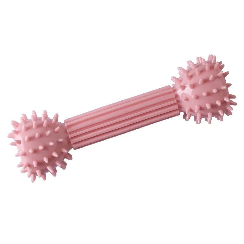 Dog Chew Toys for Cleaning Teeth Pink Soft Rubber Bone Funny Ball Interactive Donut Treat Set for Small Medium Dogs Pet Gifts