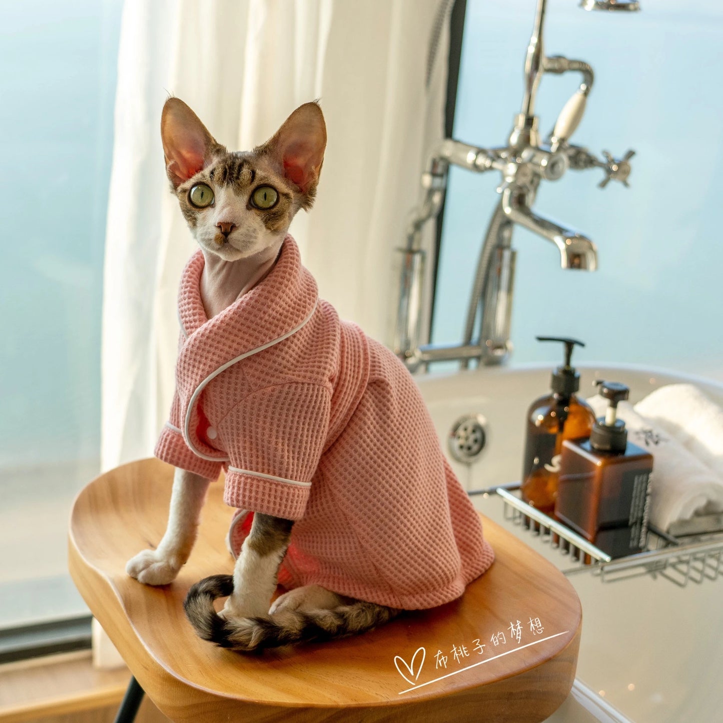 Luxury Cat Pink Pajamas Senior Fabric Cat Coat Pet Sweet Clothing For Cat Devon Rex Soft Loungewear for Kittens