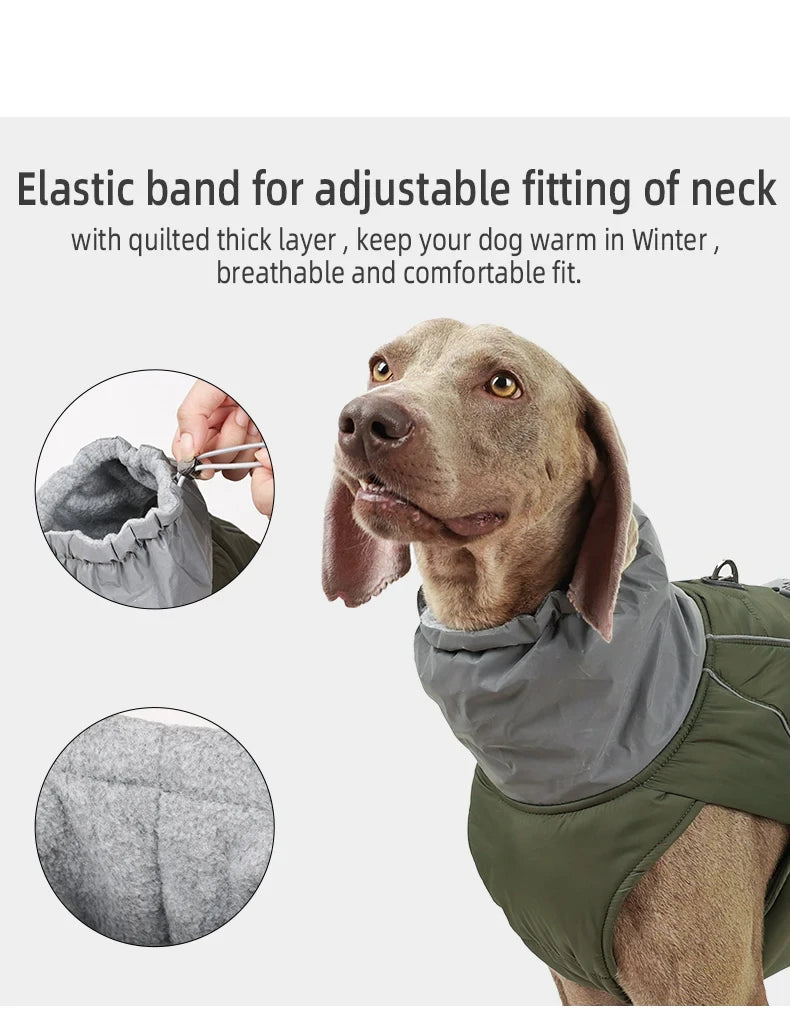 Dog Clothes Luxury Winter Jacket for Small Medium Large Dogs Waterproof Soft Padded Warm Pet Coat Safety Reflective Dog Outfit