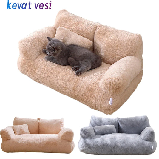 Luxury Cat Bed Winter Warm Pet Sleeping Mat for Small Medium Cats Dogs Soft Cat Sofa Non-slip Kitten Puppy Nest Pet Supplies