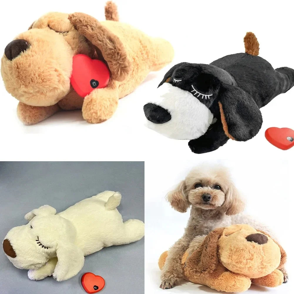 Dog Toy Cute Puppy Plush Toy Comfortable Behavioral Training Aid Toy Heart Beat Soothing Plush Doll Sleep For Smart Dogs Play