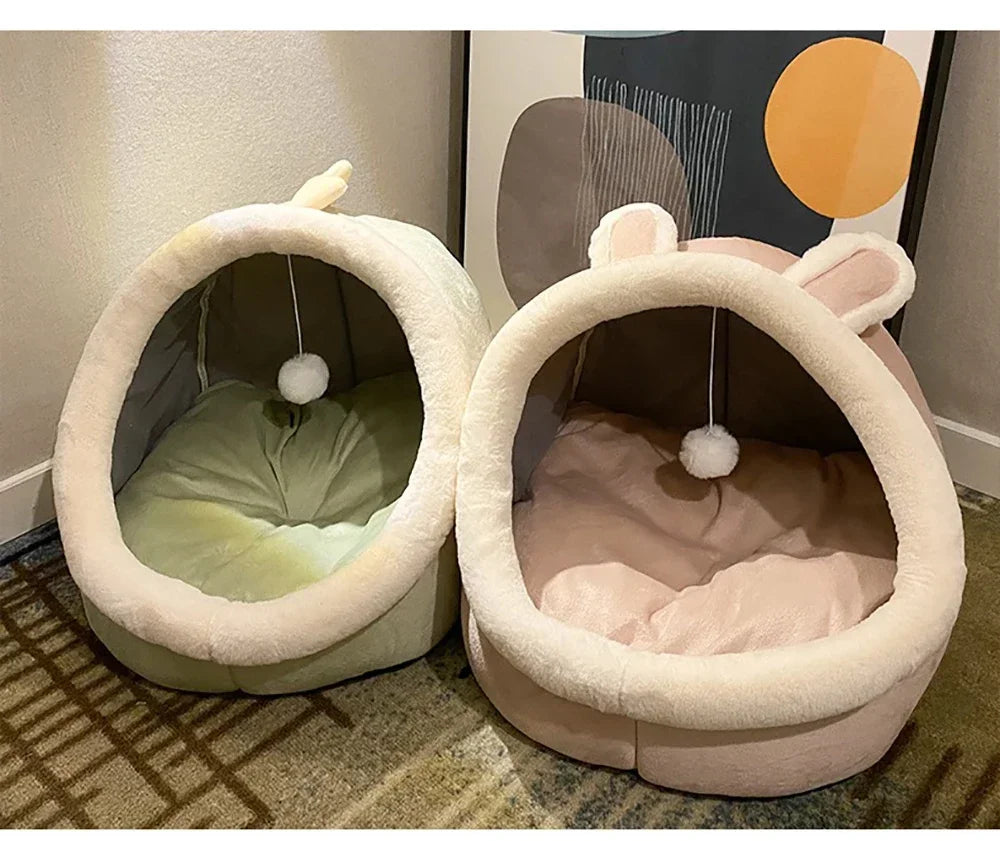 Cat Bed House Kennel Nest Round Pets Sleeping Cave Kitten Beds Pet Basket Cozy Kitten Lounger Cushion Cat House Tent Dog House