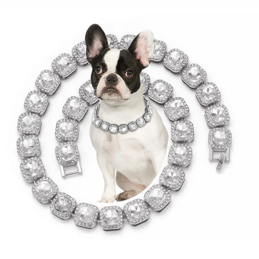 Luxury Jewelry Gold Dog Chain Collar Shining Diamond Pet Chains Collars for Dog Cats Puppy Pet Accessory made in China