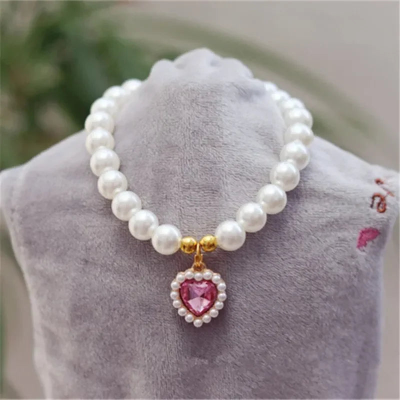 Adjustable Pet Pearl Necklace Accessories for Cats Gotas Animals Fashion Gem Sphynx Cat Collar Kitten Dog Collier Chat