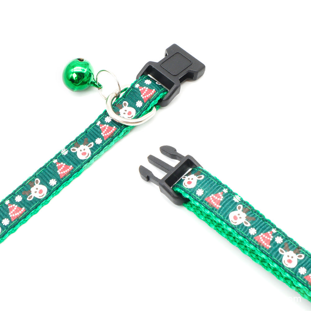 1pc Pet Collars Delicate Safety Casual Nylon Dog Collar with Bell Chrismas Neck Strap Fashion Adjustable Pet Cat Dog Collar