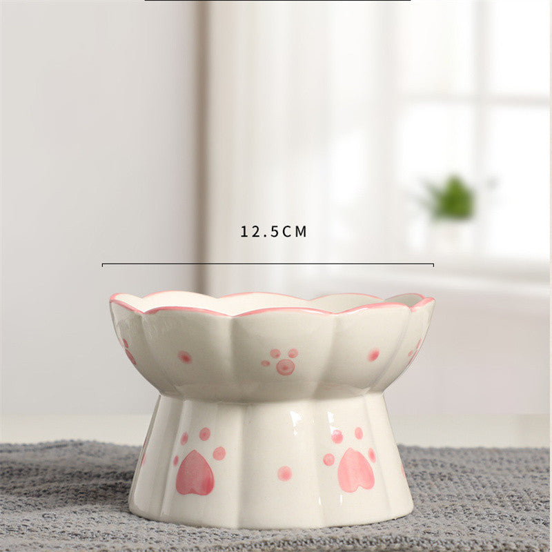 Cat Ceramic Food Bowl Elevated Pet Drinking Eating Feeders  Snack Water Bowls Set Cats Feeding Accessories