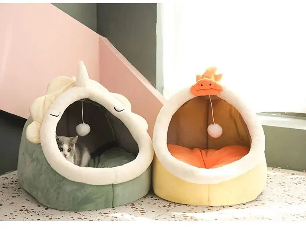 Cat Bed House Kennel Nest Round Pets Sleeping Cave Kitten Beds Pet Basket Cozy Kitten Lounger Cushion Cat House Tent Dog House