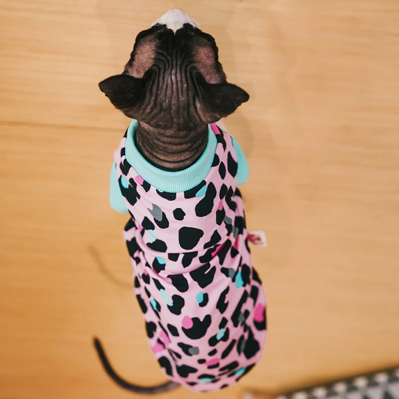 Cat Clothes Dog Kittens Cotton Shirt in Leopard Printing Coat for Pet  Vest Cute Pajamas Outwear