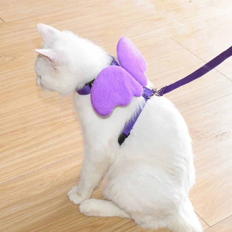 Cute Angel's Wings dog Cat Harness with Leash Adjustable Collar Nylon Rope for Cat Puppy Dog Pig Small Pet Animal Accessories