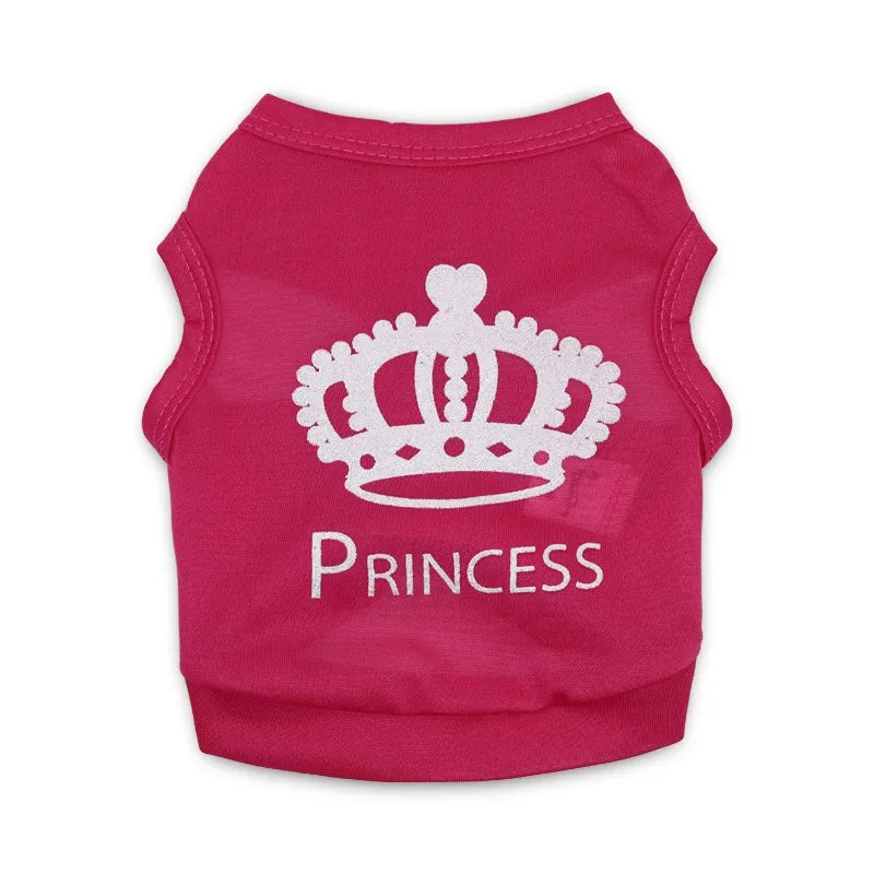 Cool Crown Pattern Princess Clothing for Small Dogs Dog Cat Shirt Puppy Vest Puppy TeeClothes Tank Top Pet Apparel