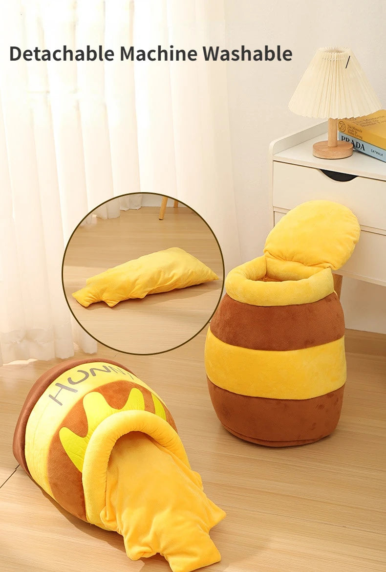 Cat Bed House Pet Accessories Four Seasons Plush Mat Cats Cushion Basket Honey Jar Shape Pets Product for Small Cat