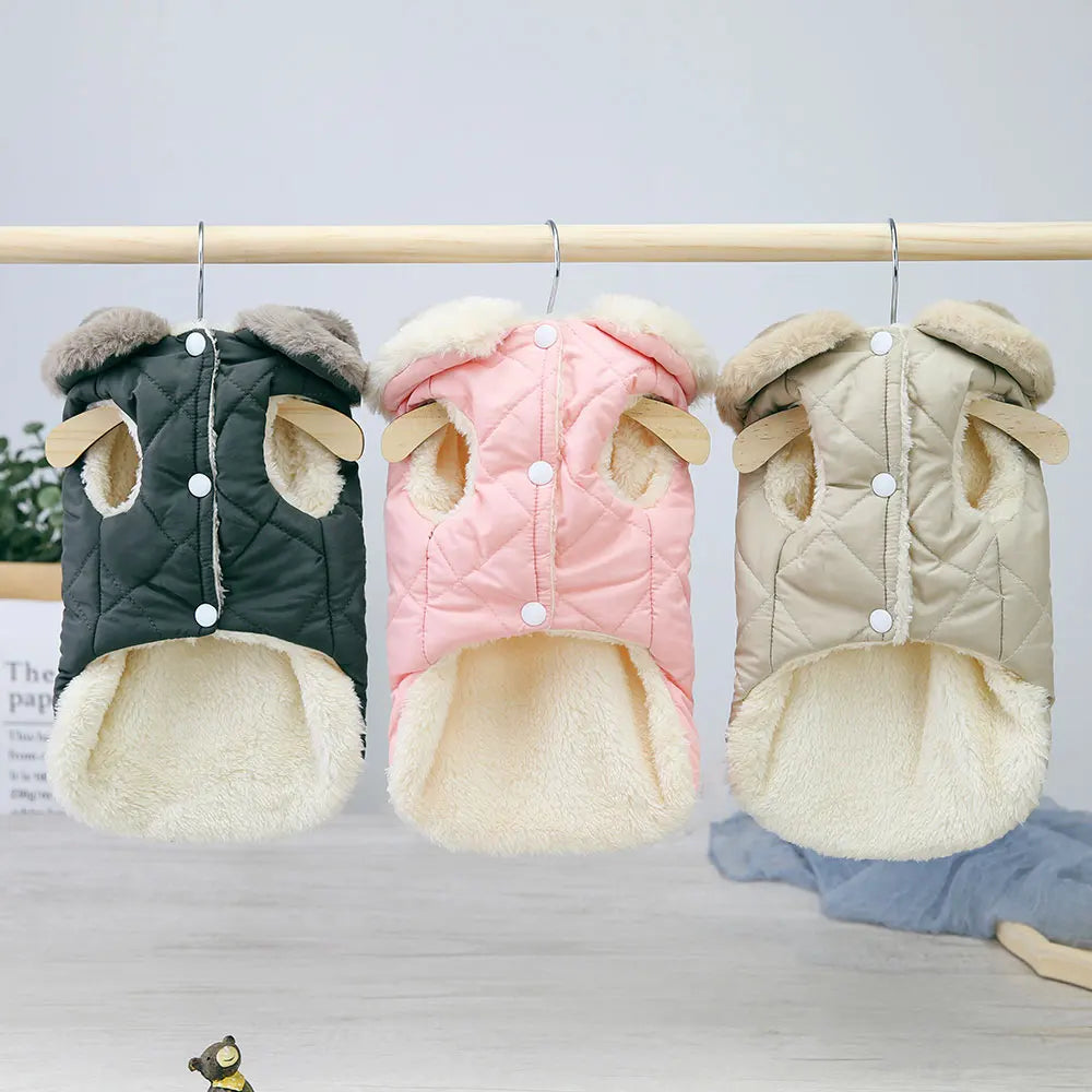 Winter Pet Jacket Clothes Super Warm Small Dogs Clothing With Fur Collar Cotton Pet Outfits French Bulldog Coat Vest Chihuahua