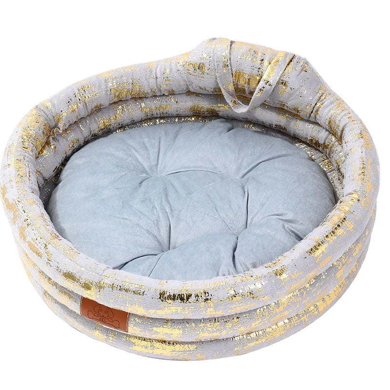 Hot Selling Products Round Dog Mat Warm Comfortable Pet Bed Foil Stamping Cat Mat Luxury Dog Sofa Warm Kennel Pet Mat