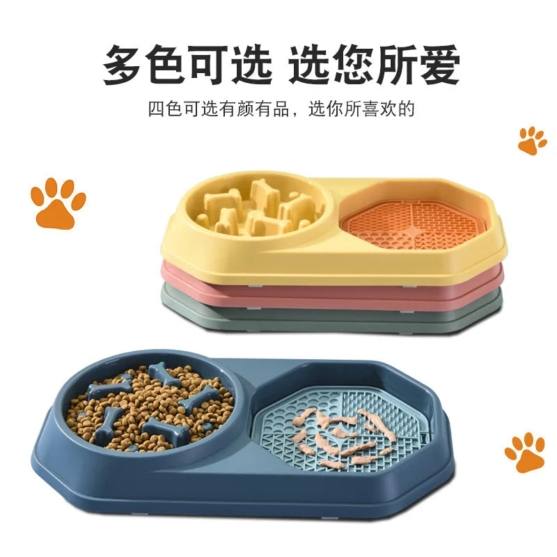 Pet supplies Dog feeder Cat licking plate Choke proof slow food bowl Funny dog pot Pet mat  A pair of bowls