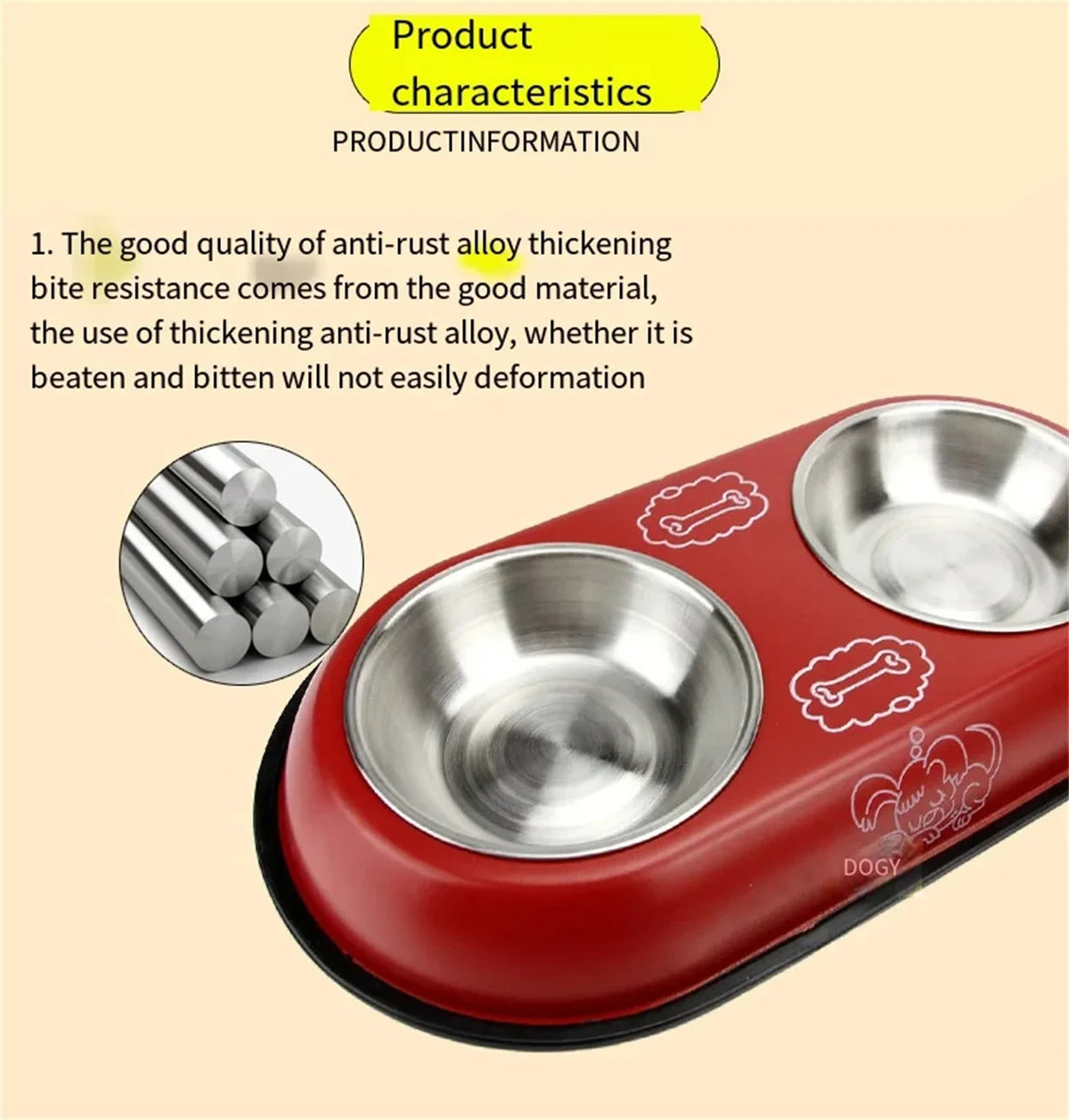 Dog Double Bowl Stainless Steel Puppy Food Water Feeder Durable Pet Drinking Dish Cat Tableware Non Slip Kitten Feeding Supplies