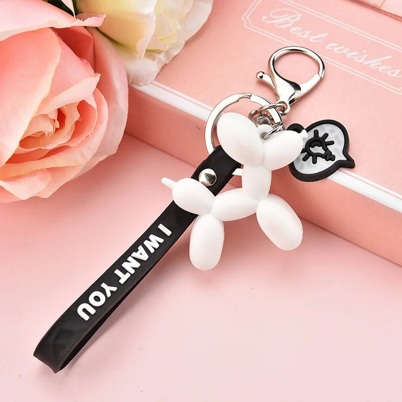 2022 New Fashion Stereo Cute Balloon Dog Keychain Key ring Creative Cartoon Mobile Phone Bag Car Pendant Fun Keychain