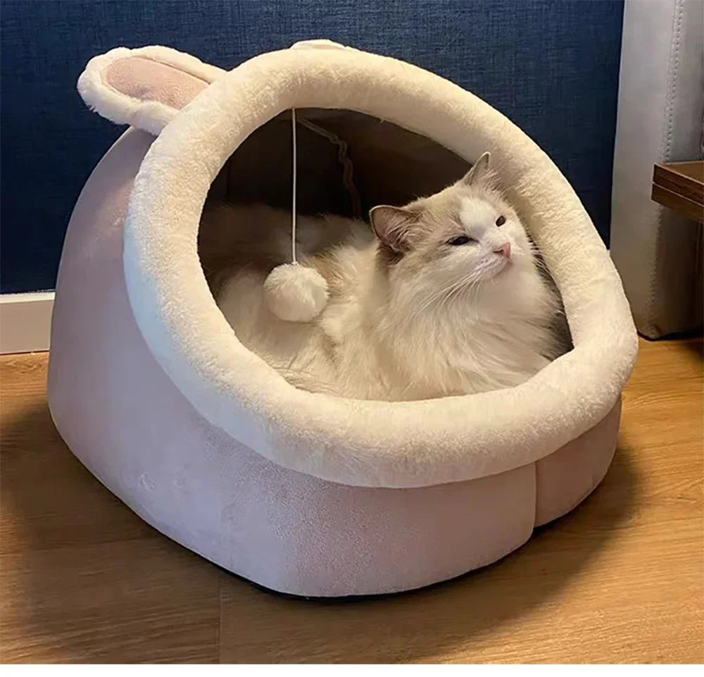 Cat Bed House Kennel Nest Round Pets Sleeping Cave Kitten Beds Pet Basket Cozy Kitten Lounger Cushion Cat House Tent Dog House