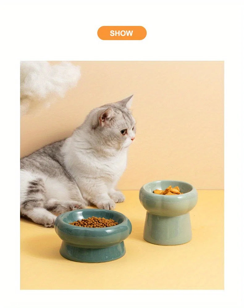 Ceramic Pet Bowls Cat High Foot Ceramics Bowls Dog Food Water Feeder Pet Drinking Eating Dishes Cats Puppy Elevated Feeding Bowl