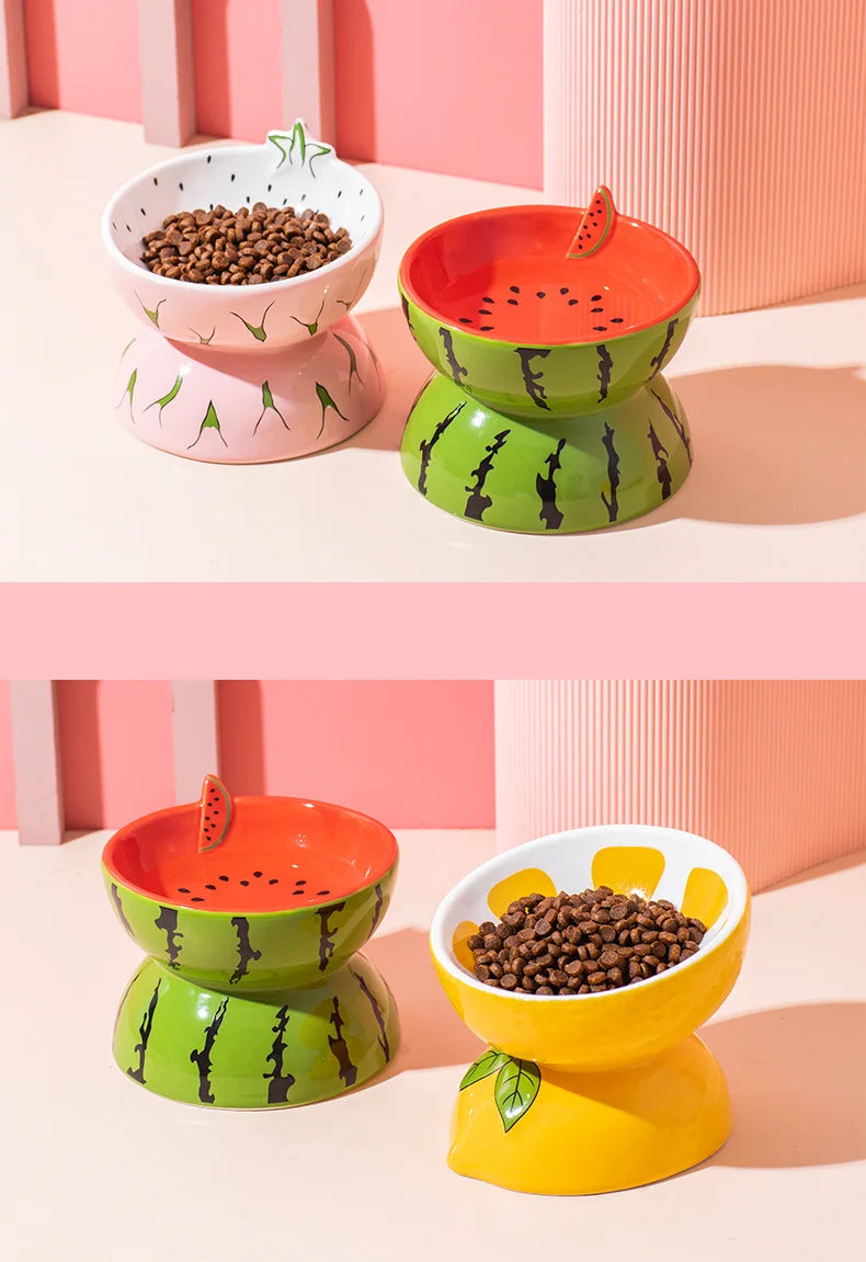 Cat Ceramic Bowl Fruit Shape Small Dogs Food Water Snack Bowls Pet Elevated Drink Eat Feeders Puppy Cats Cute Feeding Supplies